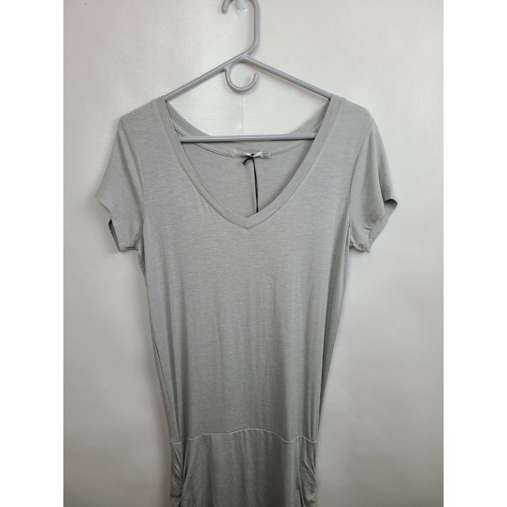 Prana Light Gray Ruched Fitted Jersey NEW Foundation Dress Size Small - Picture 4 of 8